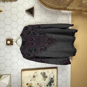 Vintage Bogner Wool & Moheir Gray and Purple Patterned Sweater - Size - 12